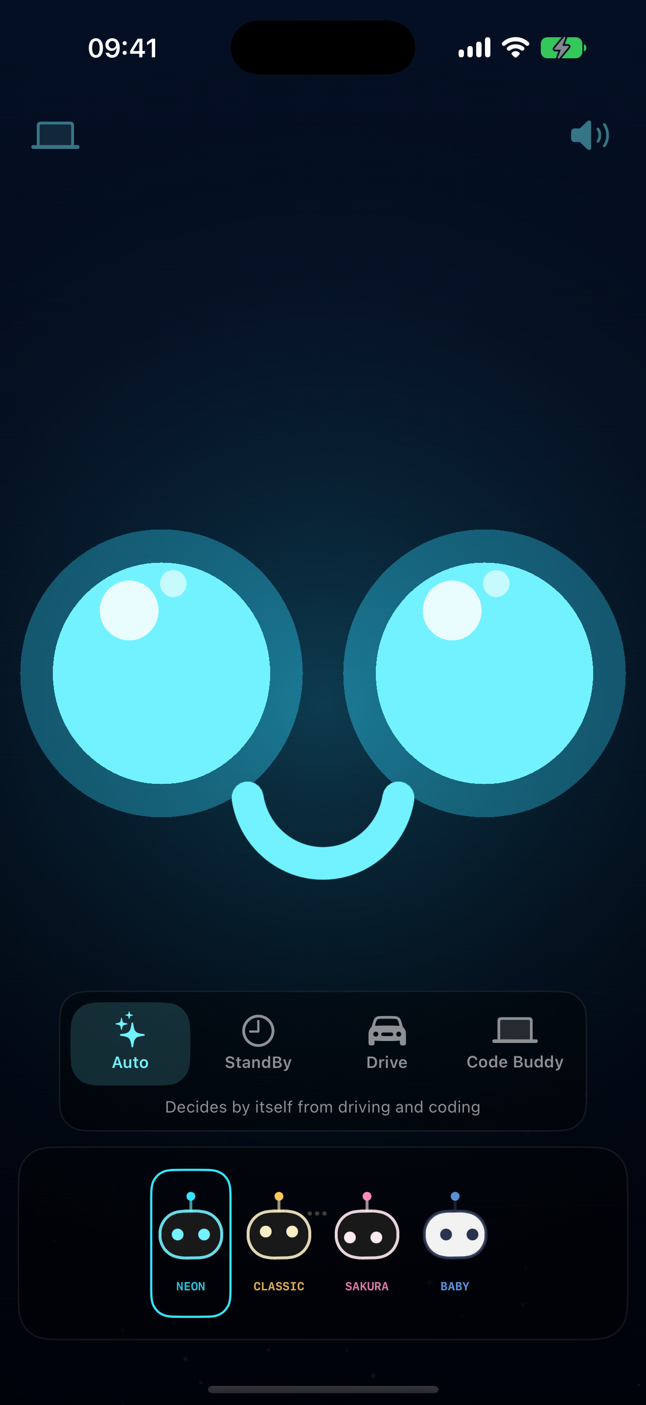 Mode switcher expanded